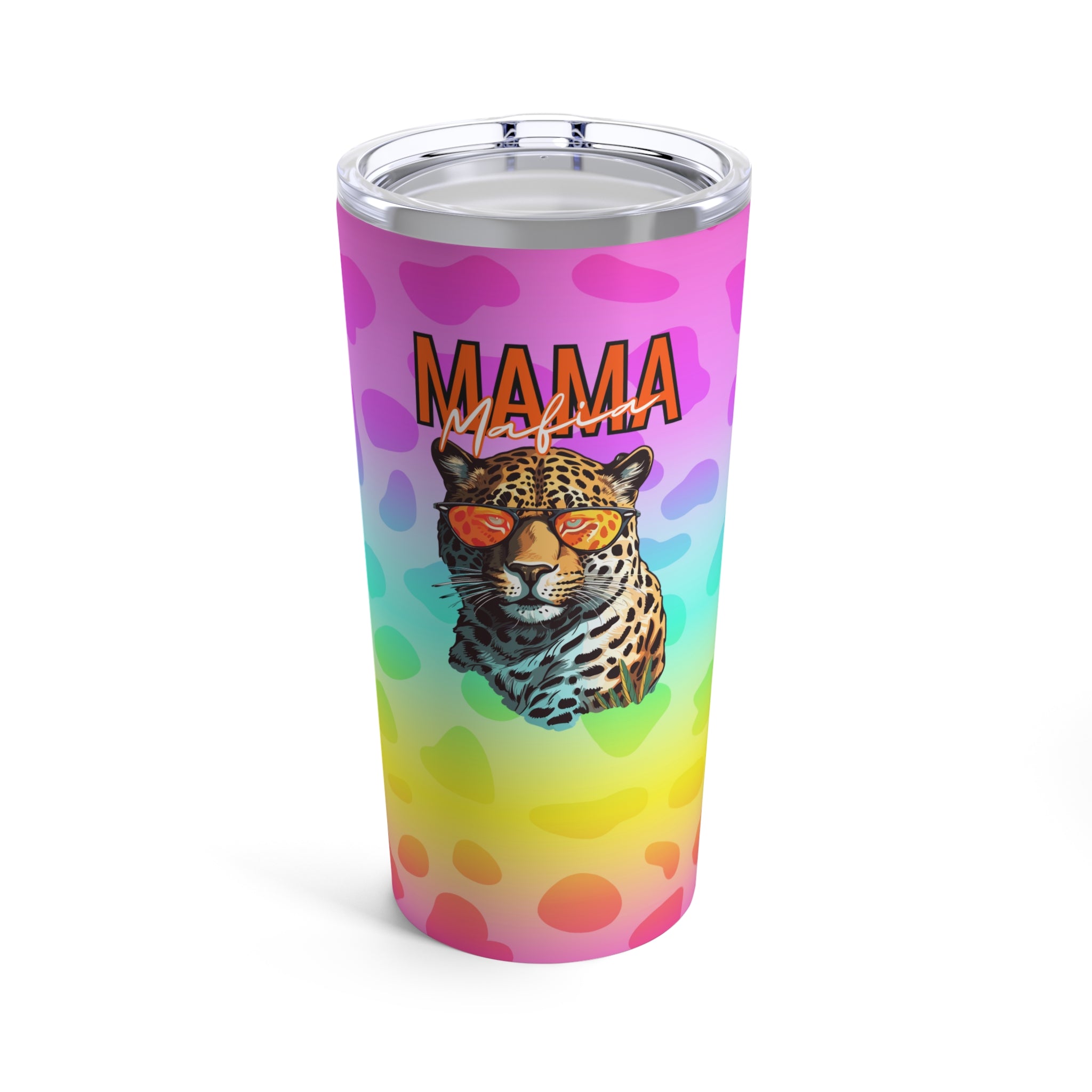 Mama Rainbow Leopard Circle 16 oz Glass Tumbler – How Cute is That? Boutique